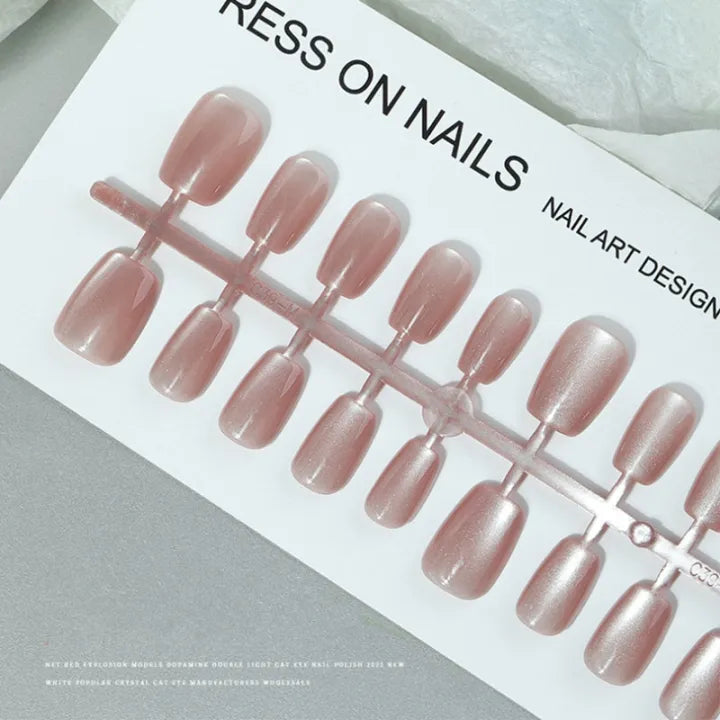 Champagne Cat Eye Wear Nail Wide Light Ice Tea Milk Tea Ice Flash Pure Nude Cat Eye Wear Nail. 2 Boxes,nail art designs