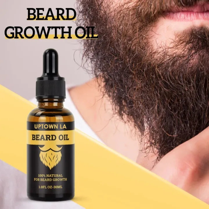 UPTOWN LA Beard Growth Oil for Men | Beard Growth Guaranteed with Argan & Geranium For faster Growth | For Beard Growth | Softness. best beard growth oil