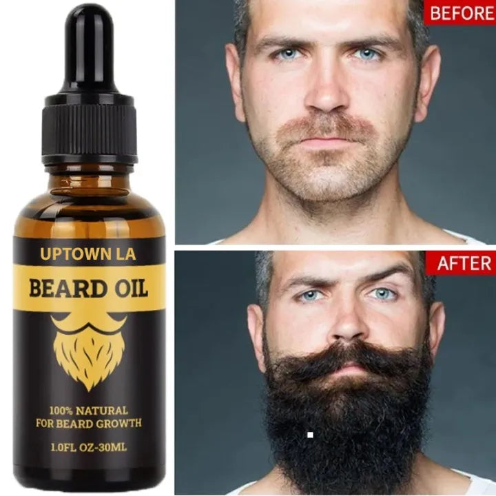 UPTOWN LA Beard Growth Oil for Men | Beard Growth Guaranteed with Argan & Geranium For faster Growth | For Beard Growth | Softness. best beard growth oil