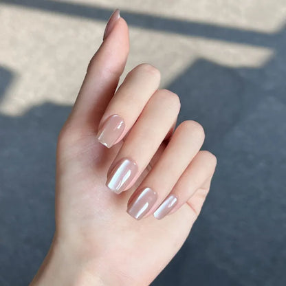 Champagne Cat Eye Wear Nail Wide Light Ice Tea Milk Tea Ice Flash Pure Nude Cat Eye Wear Nail. 2 Boxes,nail art designs