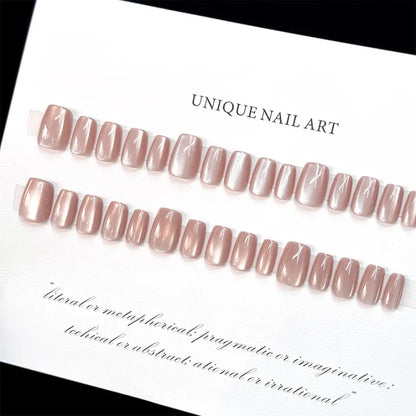 Champagne Cat Eye Wear Nail Wide Light Ice Tea Milk Tea Ice Flash Pure Nude Cat Eye Wear Nail. 2 Boxes,nail art designs